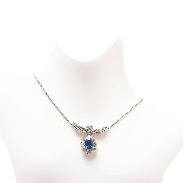 Pt900 プラチナ Pt850 プラチナ サファイア1.27ct ダイヤ0.38ct ハート ネックレス レディース 【中古】