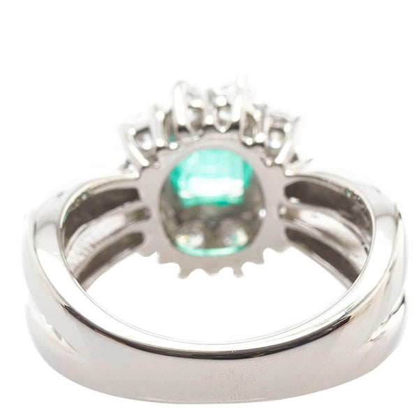Pt900 プラチナ エメラルド0.70ct ダイヤ0.62ct リング 指輪 レディース 11号 【中古】