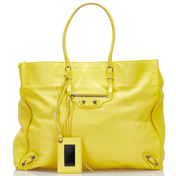 バレンシアガ ペーパー ハンドバッグ トートバッグ 236701 イエロー レザー レディース BALENCIAGA 【中古】
