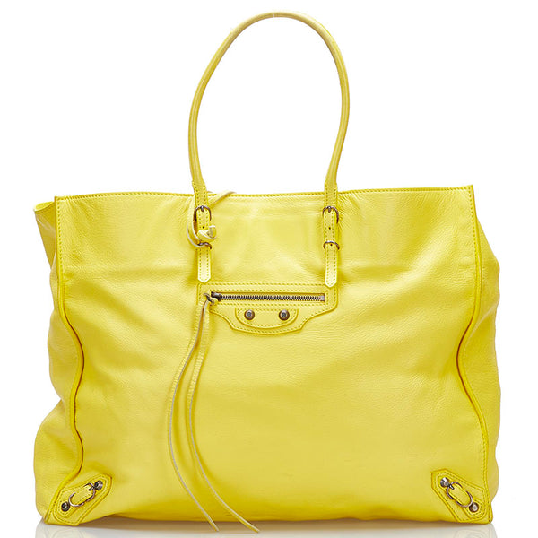 バレンシアガ ペーパー ハンドバッグ トートバッグ 236701 イエロー レザー レディース BALENCIAGA 【中古】