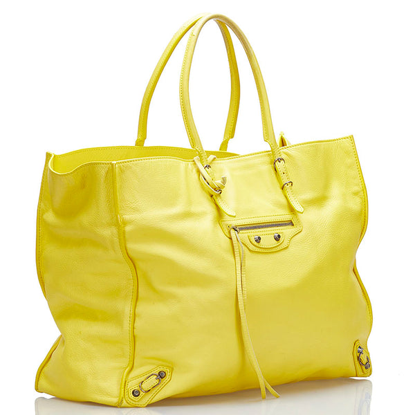 バレンシアガ ペーパー ハンドバッグ トートバッグ 236701 イエロー レザー レディース BALENCIAGA 【中古】