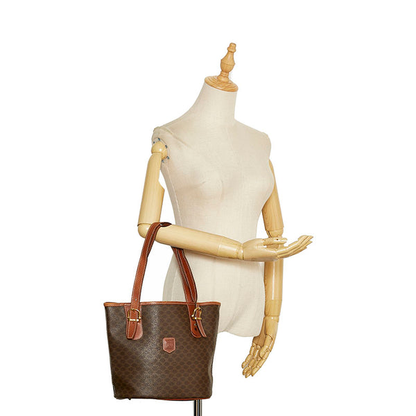 セリーヌ マカダム ハンドバッグ ブラウン PVC レザー レディース CELINE 【中古】