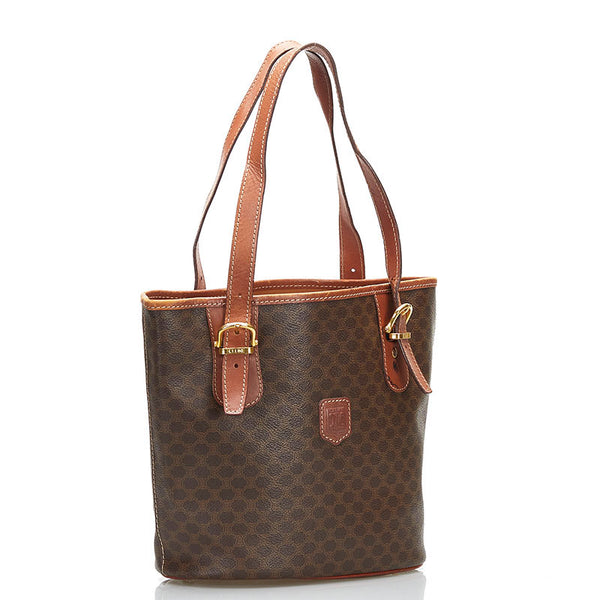セリーヌ マカダム ハンドバッグ ブラウン PVC レザー レディース CELINE 【中古】