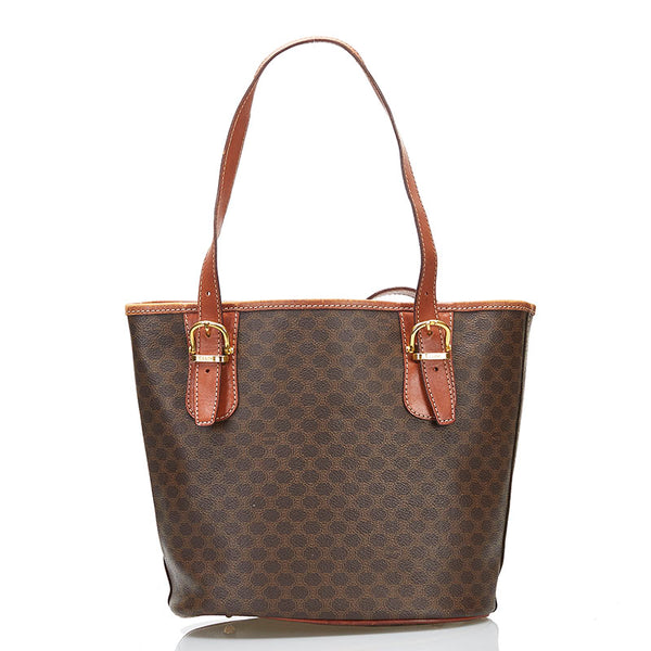 セリーヌ マカダム ハンドバッグ ブラウン PVC レザー レディース CELINE 【中古】