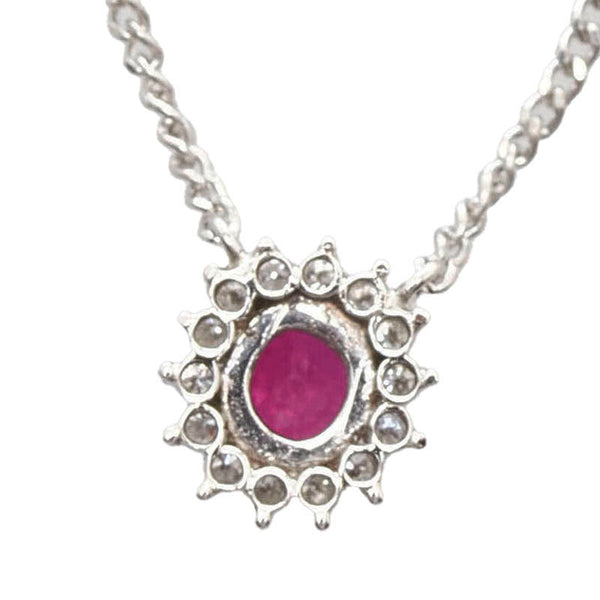 Pt850 プラチナ ルビー0.33ct ダイヤ0.12ct ネックレス レディース 【中古】