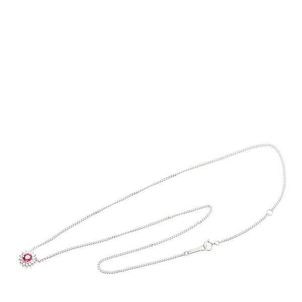Pt850 プラチナ ルビー0.33ct ダイヤ0.12ct ネックレス レディース 【中古】