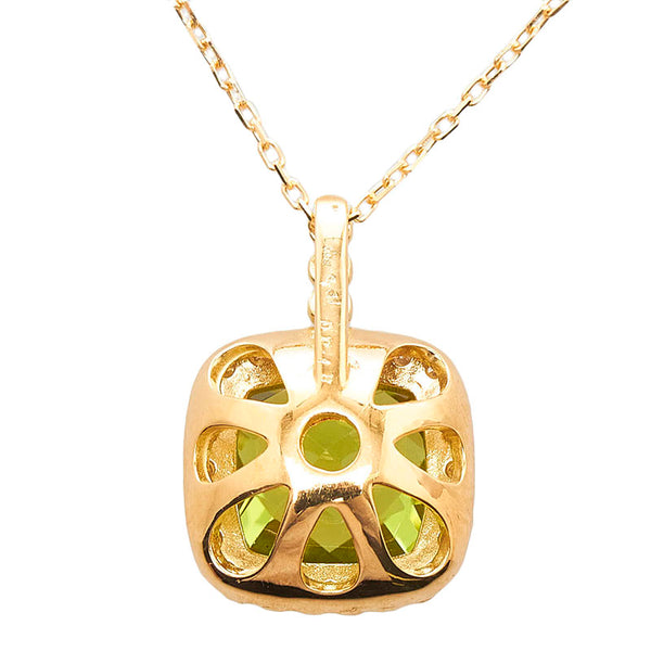 K18YG イエローゴールド ペリドット4.31ct ダイヤ0.18ct ネックレス ペンダント レディース 【中古】