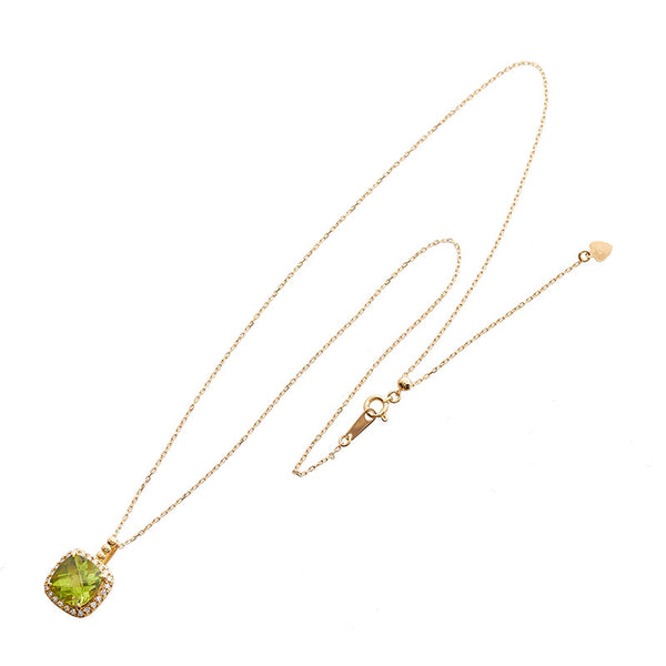 K18YG イエローゴールド ペリドット4.31ct ダイヤ0.18ct ネックレス ペンダント レディース 【中古】