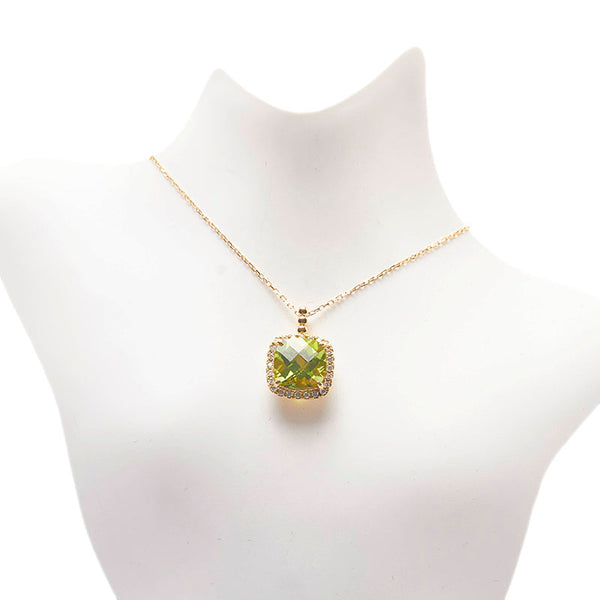 K18YG イエローゴールド ペリドット4.31ct ダイヤ0.18ct ネックレス ペンダント レディース 【中古】