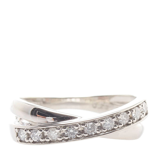 Pt900 プラチナ ダイヤ0.23ct 2連 リング 指輪 レディース 11.5号 【中古】