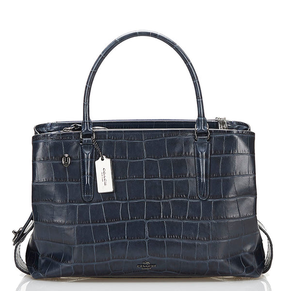 コーチ クロコ型押し ハンドバッグ ショルダーバッグ 2WAY 57116 ネイビー レザー レディース COACH 【中古】