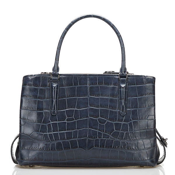 コーチ クロコ型押し ハンドバッグ ショルダーバッグ 2WAY 57116 ネイビー レザー レディース COACH 【中古】
