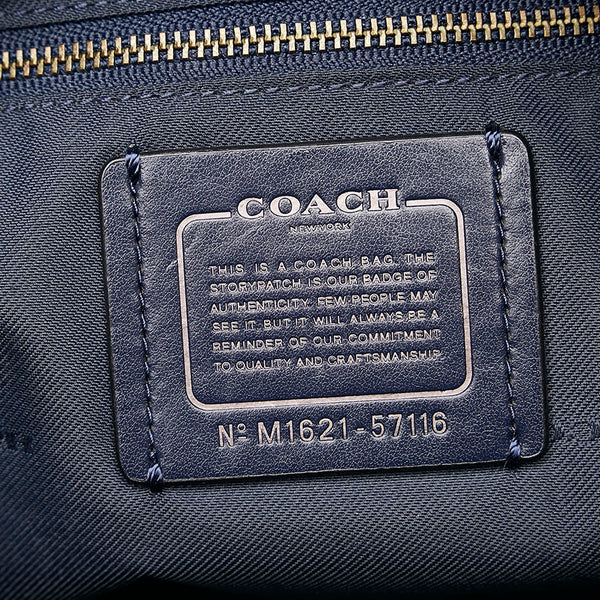 コーチ クロコ型押し ハンドバッグ ショルダーバッグ 2WAY 57116 ネイビー レザー レディース COACH 【中古】
