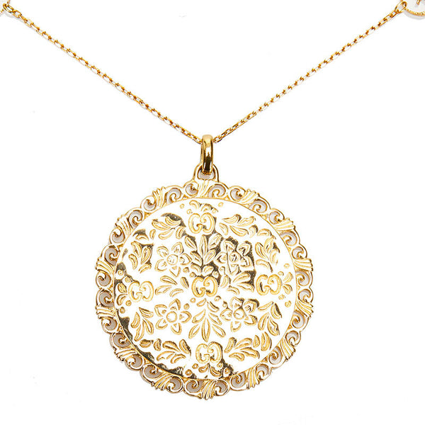 グッチ アイコンブルーム ペンダント ネックレス K18YG イエローゴールド レディース GUCCI 【中古】