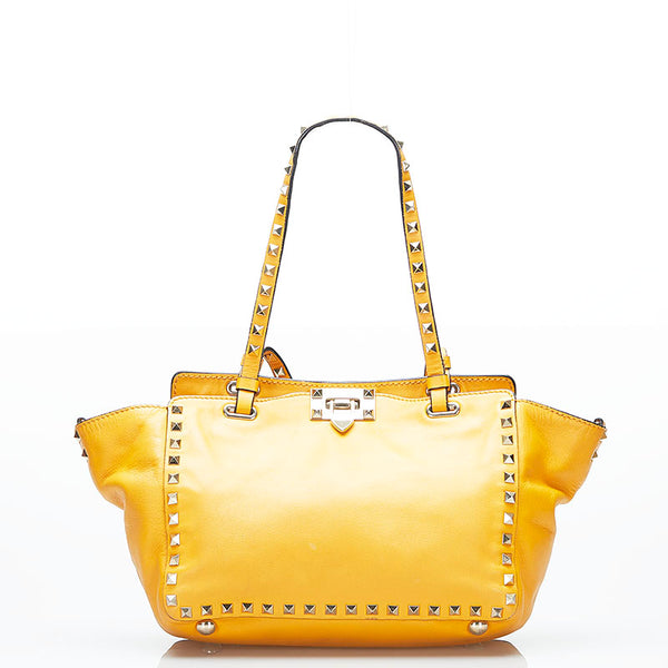 ヴァレンチノ ロックスタッズ ハンドバッグ ショルダーバッグ 2WAY オレンジ レザー レディース Valentino 【中古】