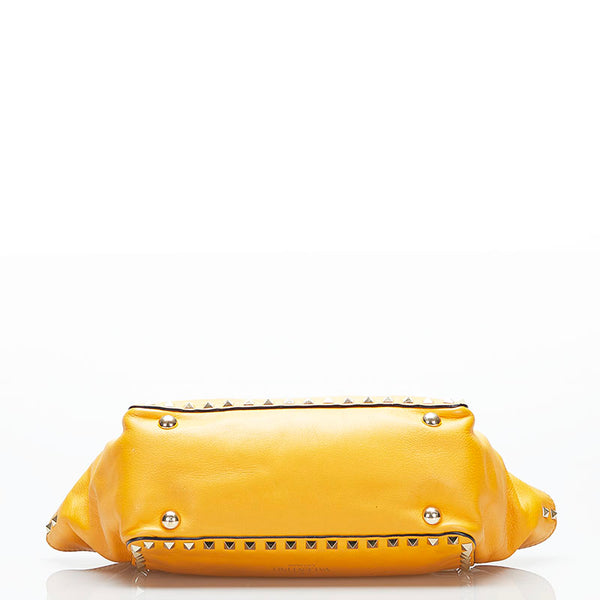 ヴァレンチノ ロックスタッズ ハンドバッグ ショルダーバッグ 2WAY オレンジ レザー レディース Valentino 【中古】