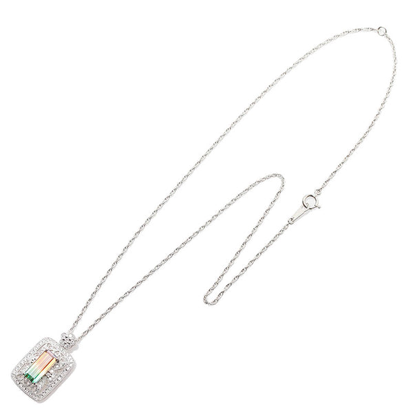 ノーブランド Pt900 プラチナ バイカラートルマリン2.91ct ダイヤ0.51ct ネックレス レディース no brand 【中古】