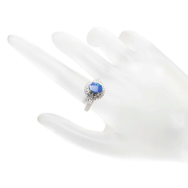 Pt900 プラチナ ブラックオパール0.971ct ダイヤ0.30ct Pt900　4.3ｇ リング 指輪 レディース 15号 【中古】