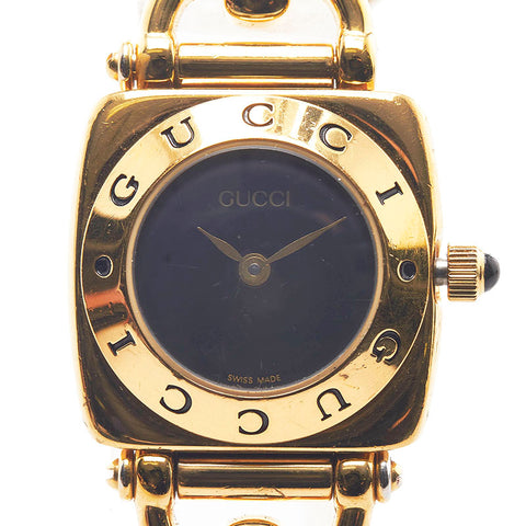 グッチ ホースビット ブレス 腕時計 6400L クオーツ ブラック文字盤 ステンレススチール レディース GUCCI 【中古】