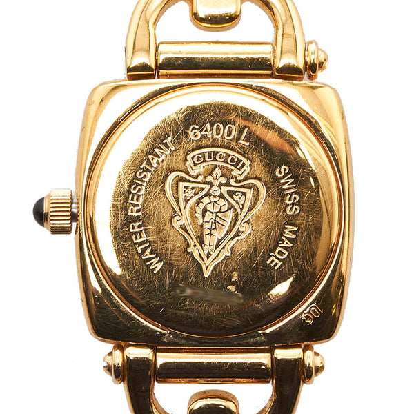 グッチ ホースビット ブレス 腕時計 6400L クオーツ ブラック文字盤 ステンレススチール レディース GUCCI 【中古】