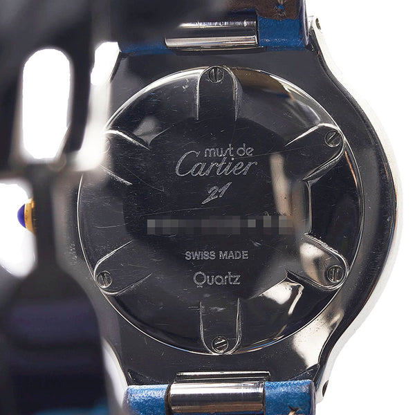 カルティエ マスト21 ヴァンティアン 腕時計 クオーツ ホワイト文字盤 ステンレススチール レザー レディース CARTIER 【中古】