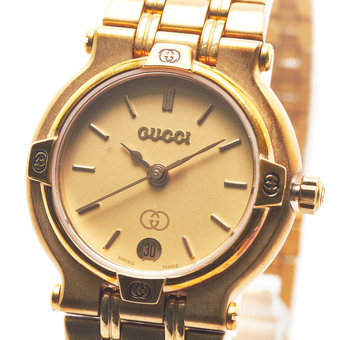 グッチ 腕時計 9200L クオーツ ゴールド文字盤 ステンレス レディース GUCCI 【中古】