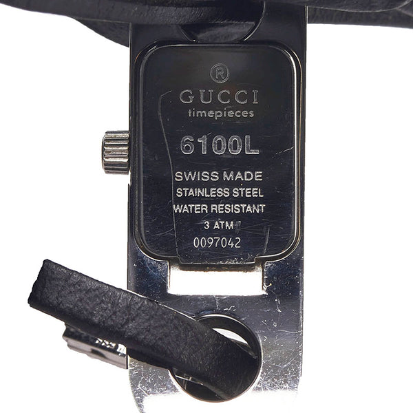 グッチ ブレスウォッチ 腕時計 6100L クオーツ シルバー文字盤 ステンレススチール レザー レディース GUCCI 【中古】