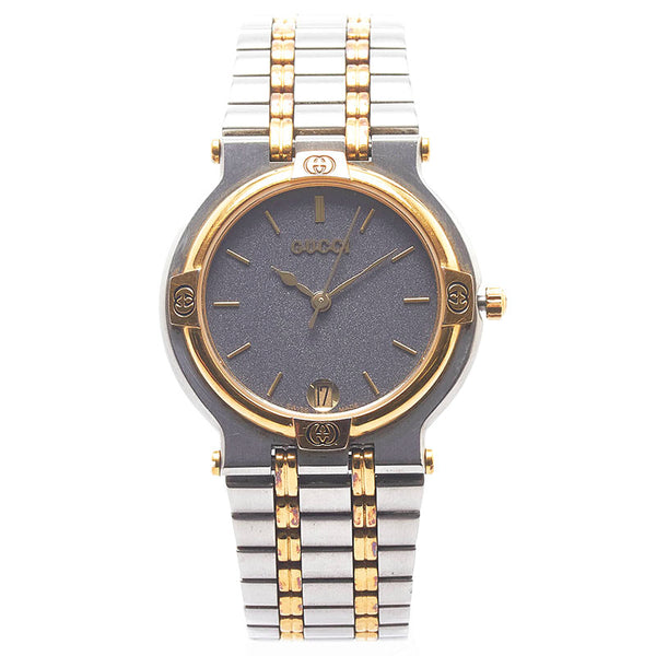 グッチ コンビ 腕時計 9000M クオーツ グレー文字盤 ステンレススチール レディース GUCCI 【中古】