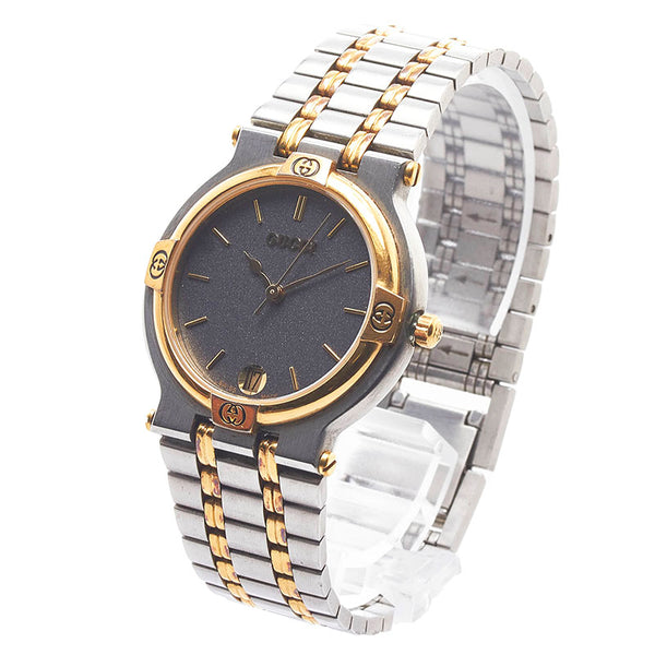 グッチ コンビ 腕時計 9000M クオーツ グレー文字盤 ステンレススチール レディース GUCCI 【中古】