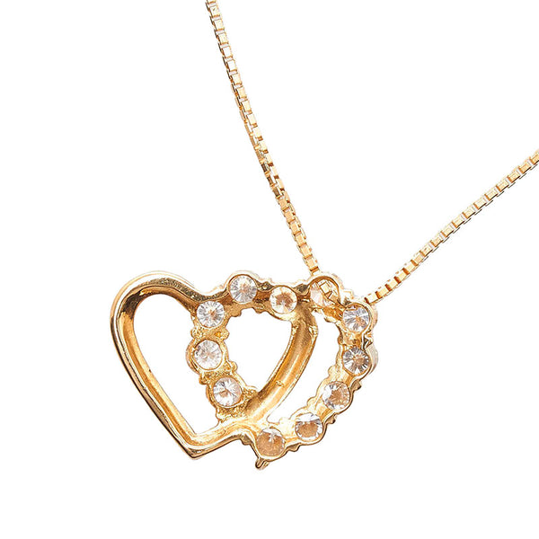 K18YG イエローゴールド ダイヤ1.01ct ハート ネックレス レディース 【中古】