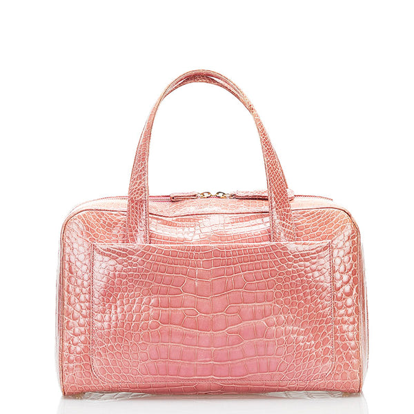 シャネル ココマーク クロコ型押し ハンドバッグ ピンク レザー レディース CHANEL 【中古】