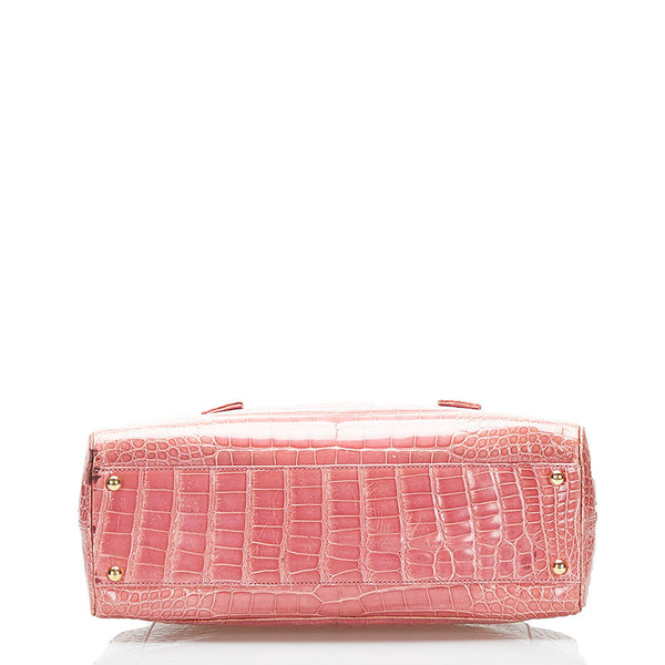 シャネル ココマーク クロコ型押し ハンドバッグ ピンク レザー レディース CHANEL 【中古】