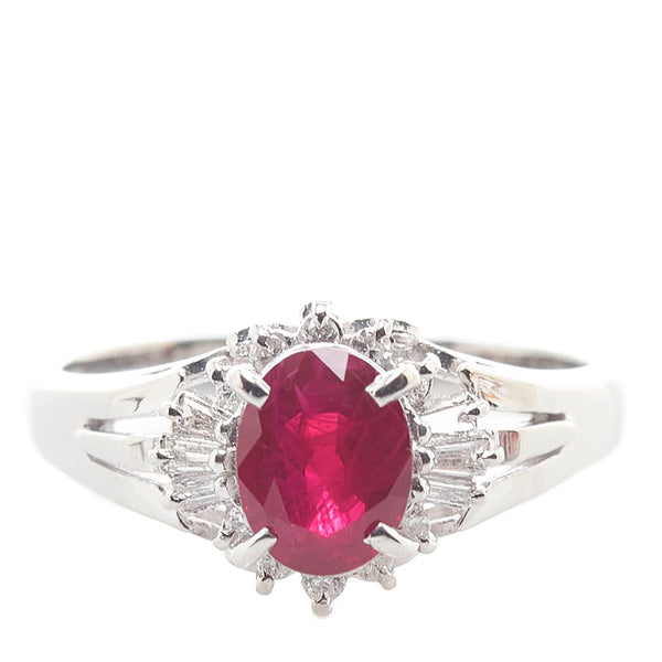 Pt900 プラチナ ルビー1.25ct ダイヤ0.18ct リング 指輪 レディース 11.5号 【中古】