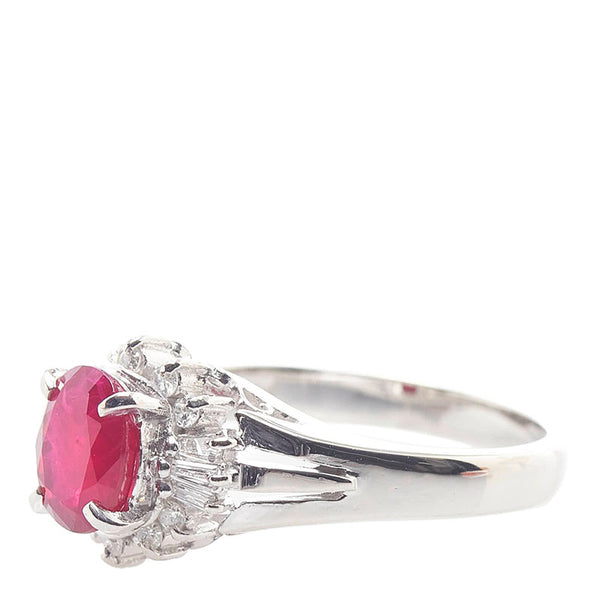 Pt900 プラチナ ルビー1.25ct ダイヤ0.18ct リング 指輪 レディース 11.5号 【中古】