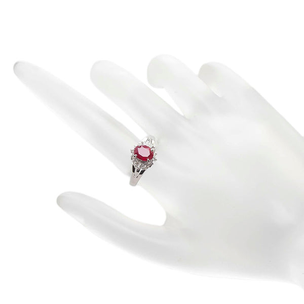 Pt900 プラチナ ルビー1.25ct ダイヤ0.18ct リング 指輪 レディース 11.5号 【中古】