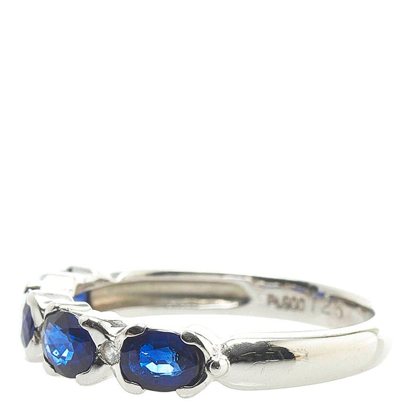 Pt900 プラチナ サファイア1.25ct ダイヤ0.03ct リング 指輪 レディース 12.5号 【中古】