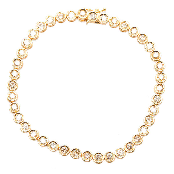 K18YG イエローゴールド ダイヤ3.00ct テニスチェーン ブレスレット レディース 【中古】