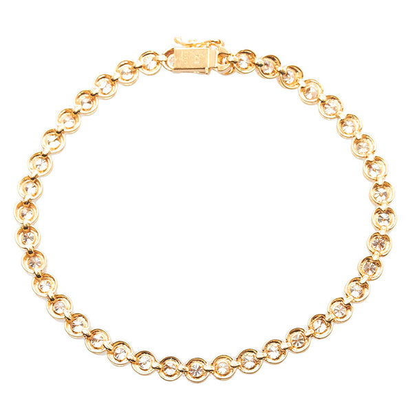 K18YG イエローゴールド ダイヤ3.00ct テニスチェーン ブレスレット レディース 【中古】