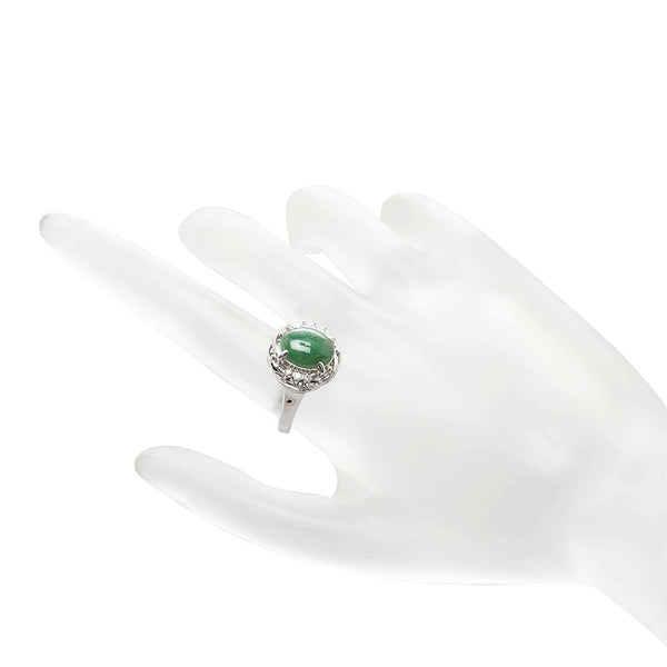 Pt900 プラチナ ひすい ダイヤ0.11ct リング 指輪 レディース 13号 【中古】