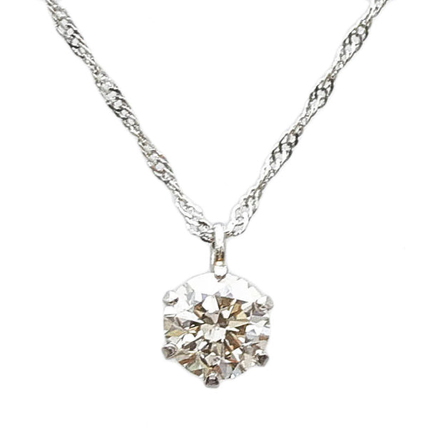 Pt900 プラチナ Pt850 プラチナ ダイヤ0.40ct 一粒 ネックレス ペンダント レディース 【中古】