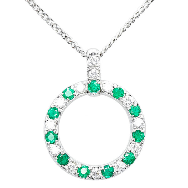 Pt900 プラチナ Pt850 プラチナ エメラルド0.46ct ダイヤ0.33ct リング ネックレス ペンダント レディース 【中古】