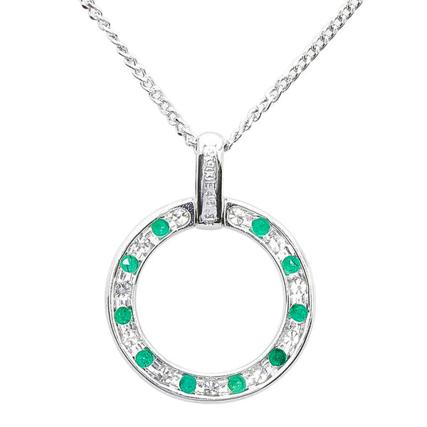 Pt900 プラチナ Pt850 プラチナ エメラルド0.46ct ダイヤ0.33ct リング ネックレス ペンダント レディース 【中古】