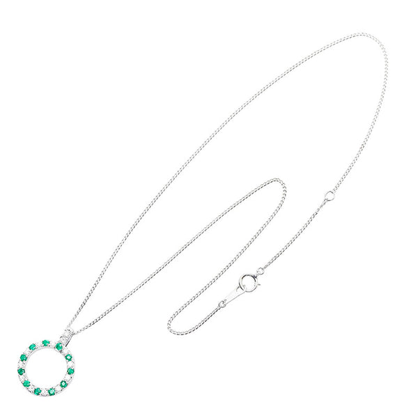 Pt900 プラチナ Pt850 プラチナ エメラルド0.46ct ダイヤ0.33ct リング ネックレス ペンダント レディース 【中古】