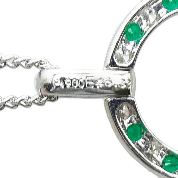 Pt900 プラチナ Pt850 プラチナ エメラルド0.46ct ダイヤ0.33ct リング ネックレス ペンダント レディース 【中古】
