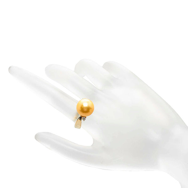 K18YG イエローゴールド パール12mm ダイヤ0.11ct リング 指輪 レディース 12.5号 【中古】