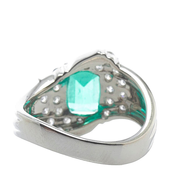 Pt900 プラチナ エメラルド1.107ct ダイヤ0.50ct リング 指輪 レディース 12号 【中古】