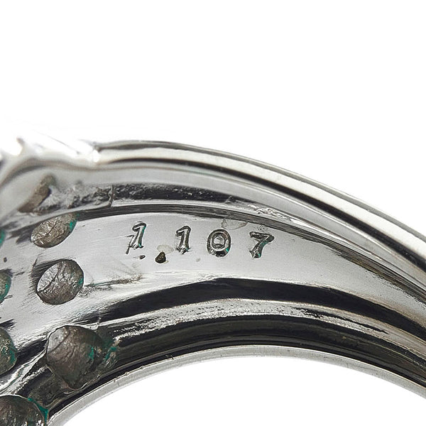 Pt900 プラチナ エメラルド1.107ct ダイヤ0.50ct リング 指輪 レディース 12号 【中古】