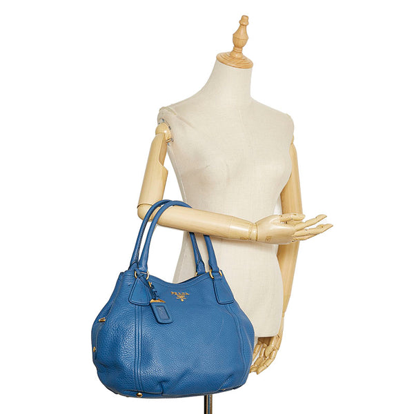プラダ トートバッグ ブルー レザー レディース PRADA 【中古】