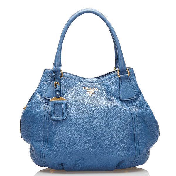 プラダ トートバッグ ブルー レザー レディース PRADA 【中古】