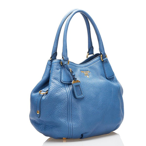 プラダ トートバッグ ブルー レザー レディース PRADA 【中古】